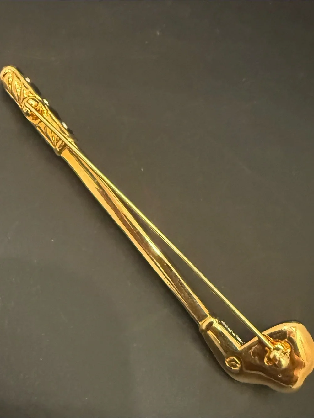 Vintage Retired SWAROVSKI Swan Signed Pave Crystal Faux Pearl Golf Club Brooch